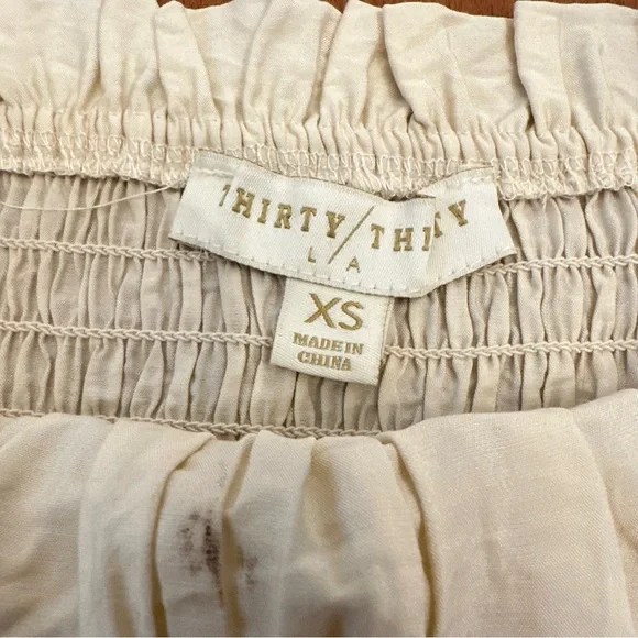 Thirty Thirty LA Cropped Babydoll Top Size XS Boho Tie Bow Festival Hippie Lace - Picture 5 of 6